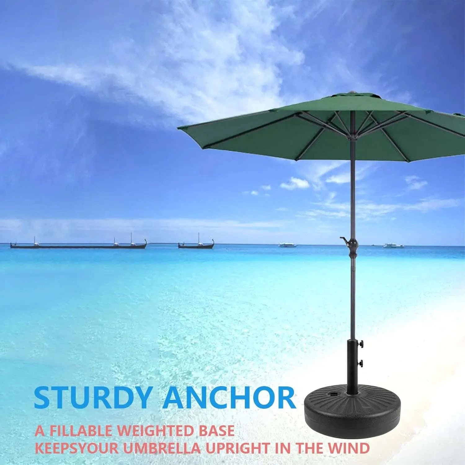 Adjustable Patio Umbrella Weighted Base, Fillable Anti-Wind Stand-United States
