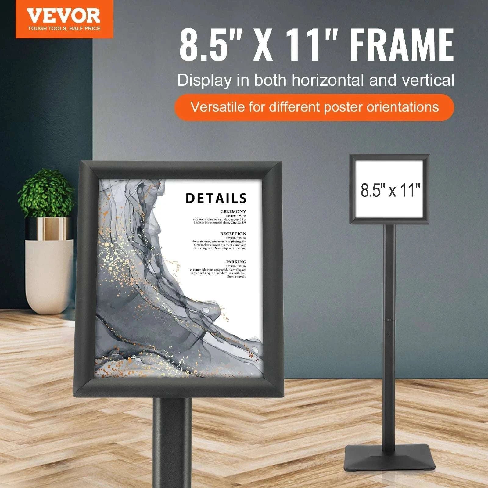 Adjustable Pedestal Sign Holder Floor Stand with Rotating Frame-11x17in / france