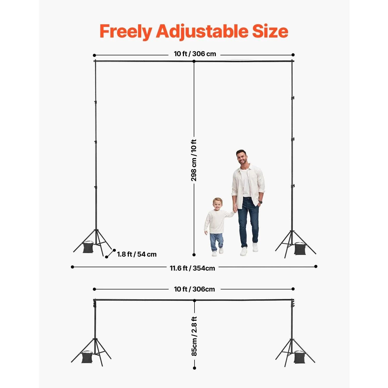 Adjustable Photo Backdrop Stand Kit with Tripod Base up to 10 ft-Moveable 7x10ft / spain