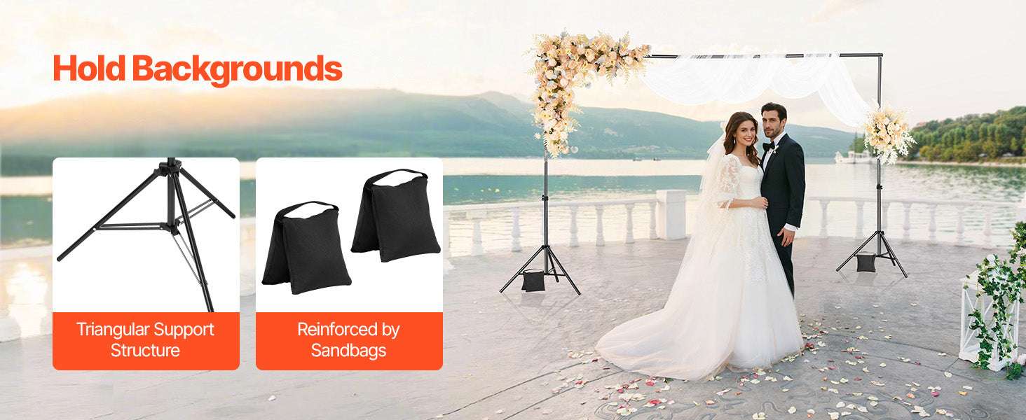 Adjustable Photo Backdrop Stand Kit with Tripod Base up to 10 ft-Moveable 7x10ft / spain