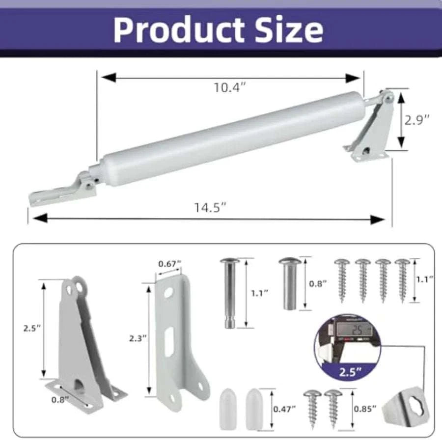 Adjustable Pneumatic Screen Door Closer with Smooth Cushion Close-United States / White