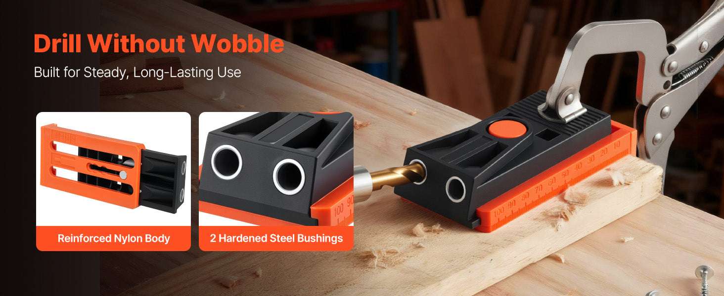Adjustable Pocket Hole Jig Kit 1/2–1-1/2 in for Woodworking-4.52x2.36x0.78in / United States