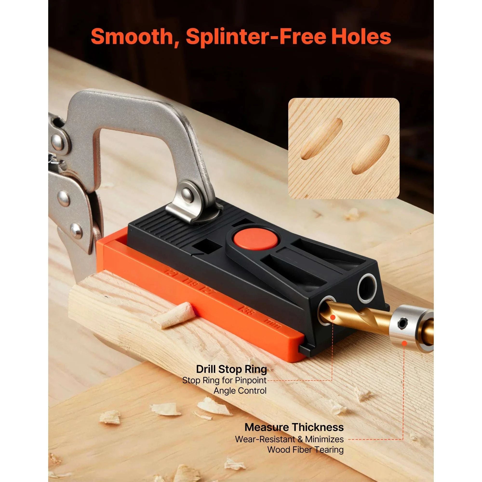 Adjustable Pocket Hole Jig Kit 1/2–1-1/2 in for Woodworking-4.52x2.36x0.78in / United States