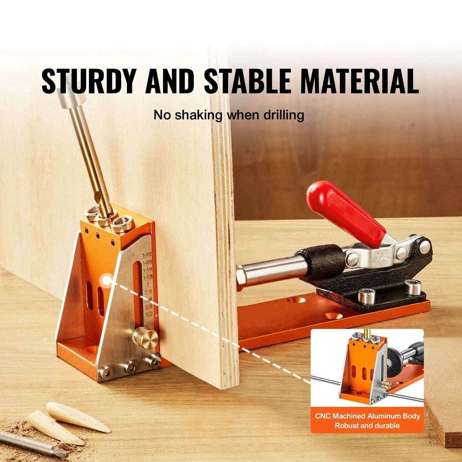 Adjustable Pocket Hole Jig Kit with Drill Bits & 30-Piece Set-30 PCs / United States