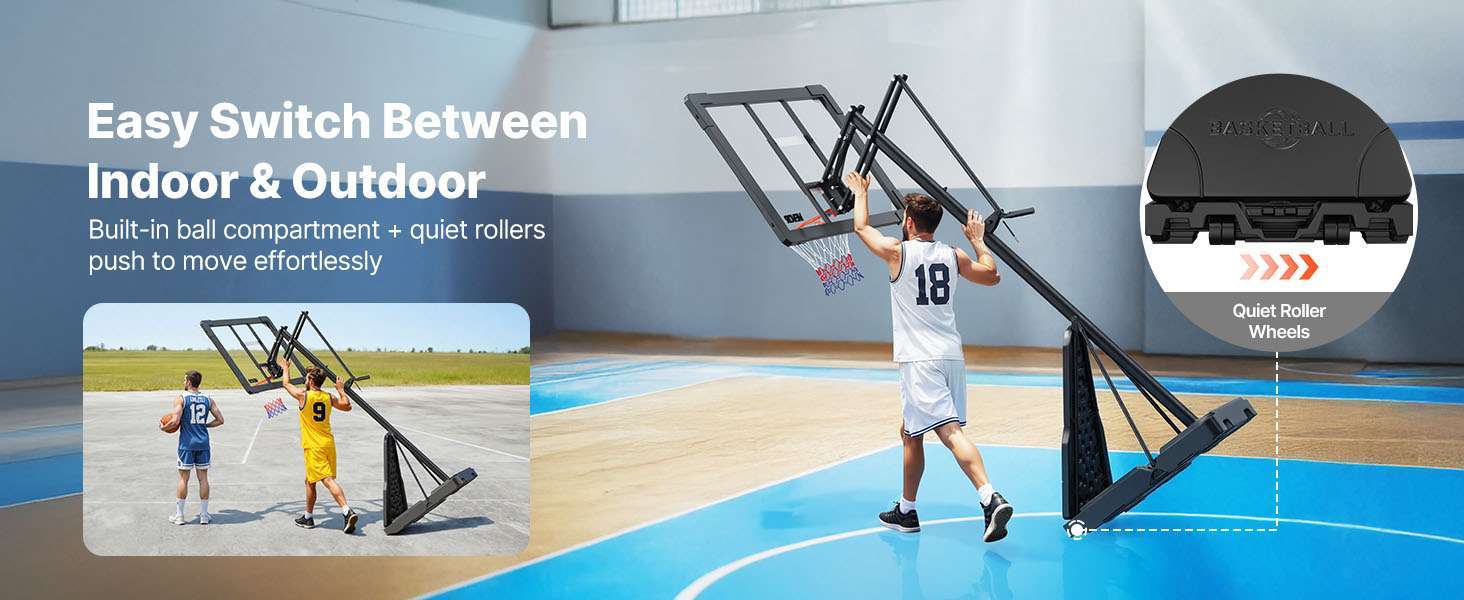 Adjustable Portable Basketball Hoop System with 44–54 Inch Backboard-50inch / United States