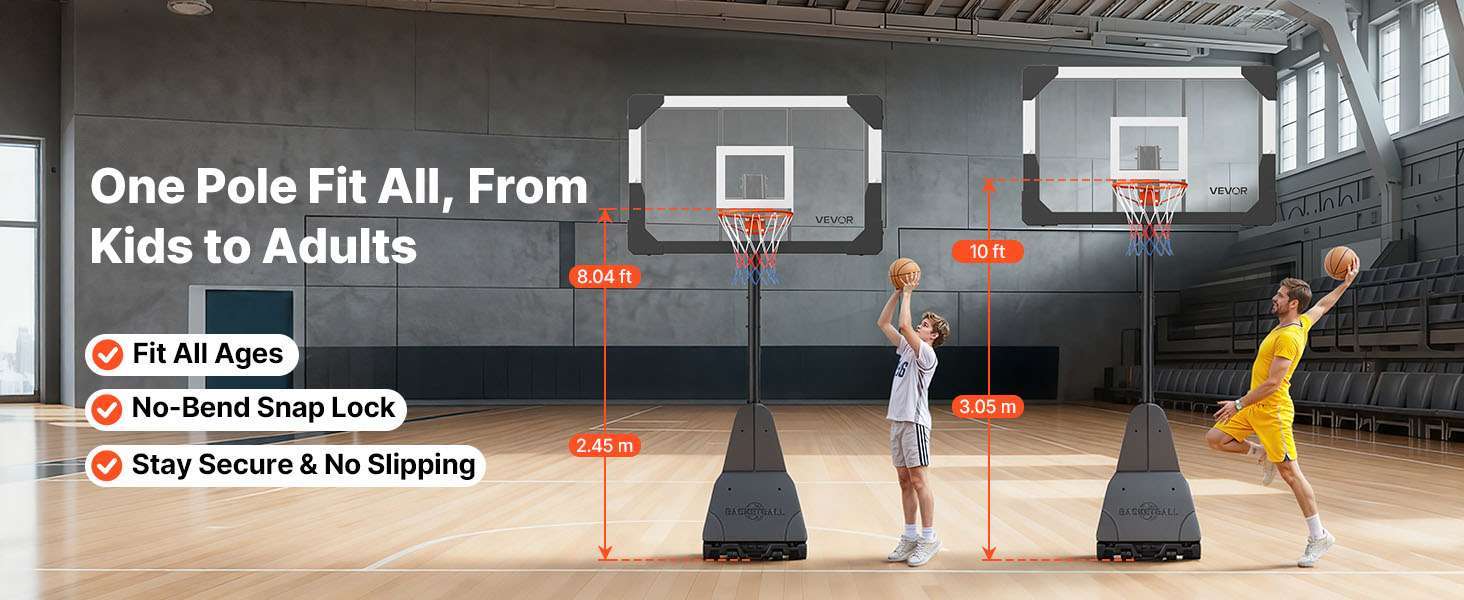 Adjustable Portable Basketball Hoop System with 44–54 Inch Backboard-50inch / United States