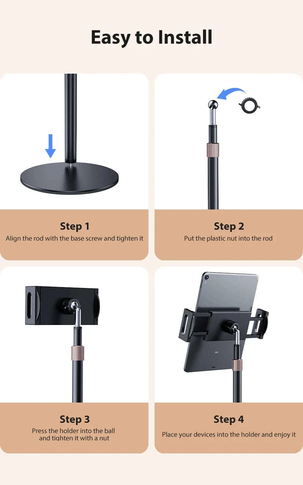 Adjustable Portable Monitor Stand for 10-20 Inch Devices-black