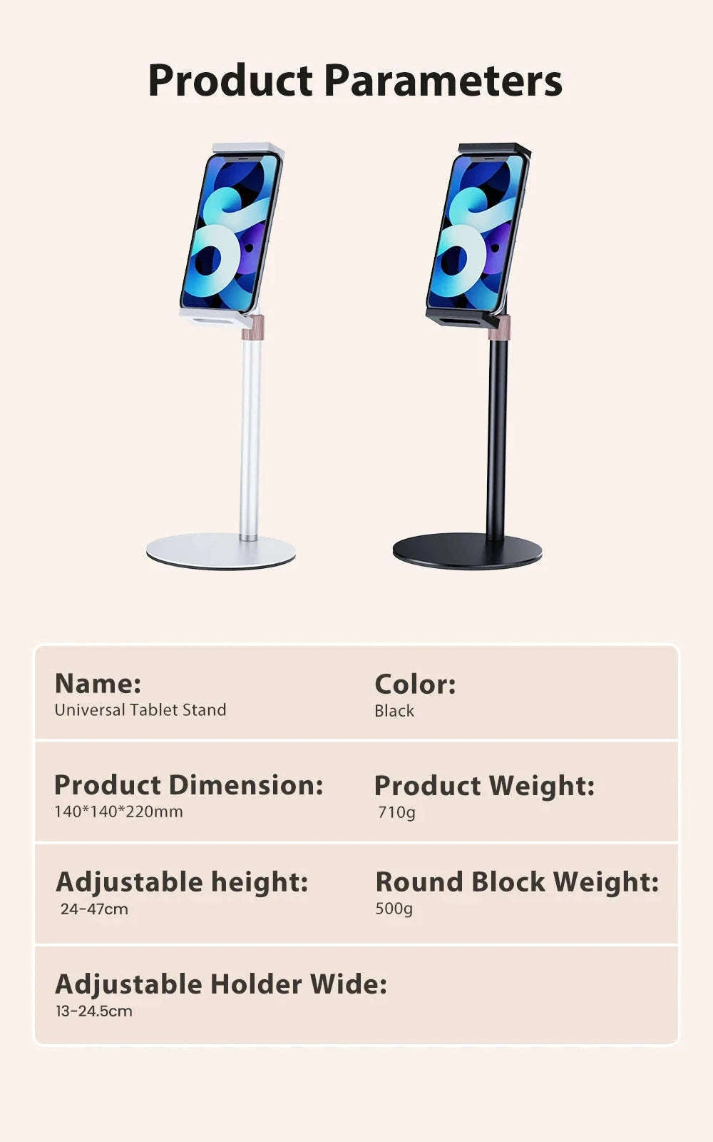 Adjustable Portable Monitor Stand for 10-20 Inch Devices-black