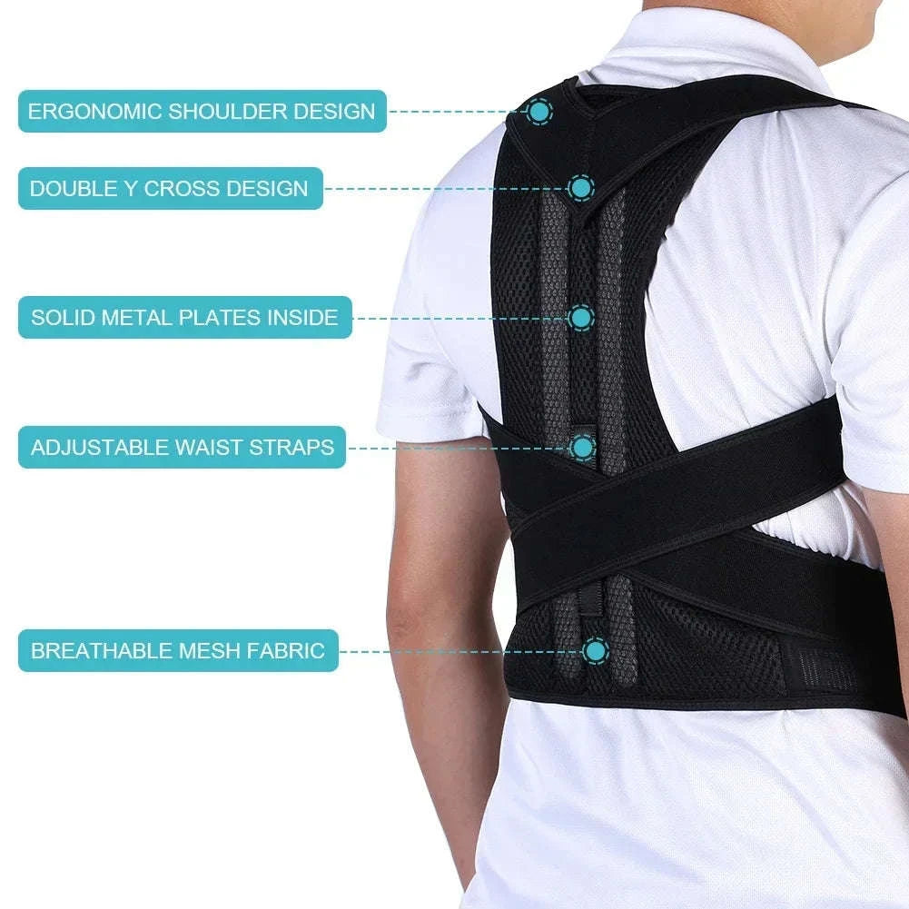 Adjustable Posture Corrector Back Support Brace for Spine Alignment-United States / XXXL (80-90KG)