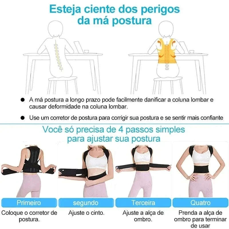 Adjustable Posture Corrector Back Support Brace for Spine Alignment-United States / XXXL (80-90KG)