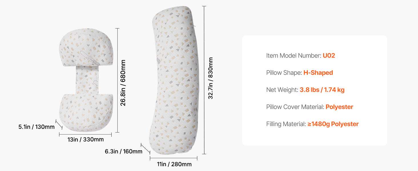 Adjustable Pregnancy Pillow with Washable Cover & Full Body Support-