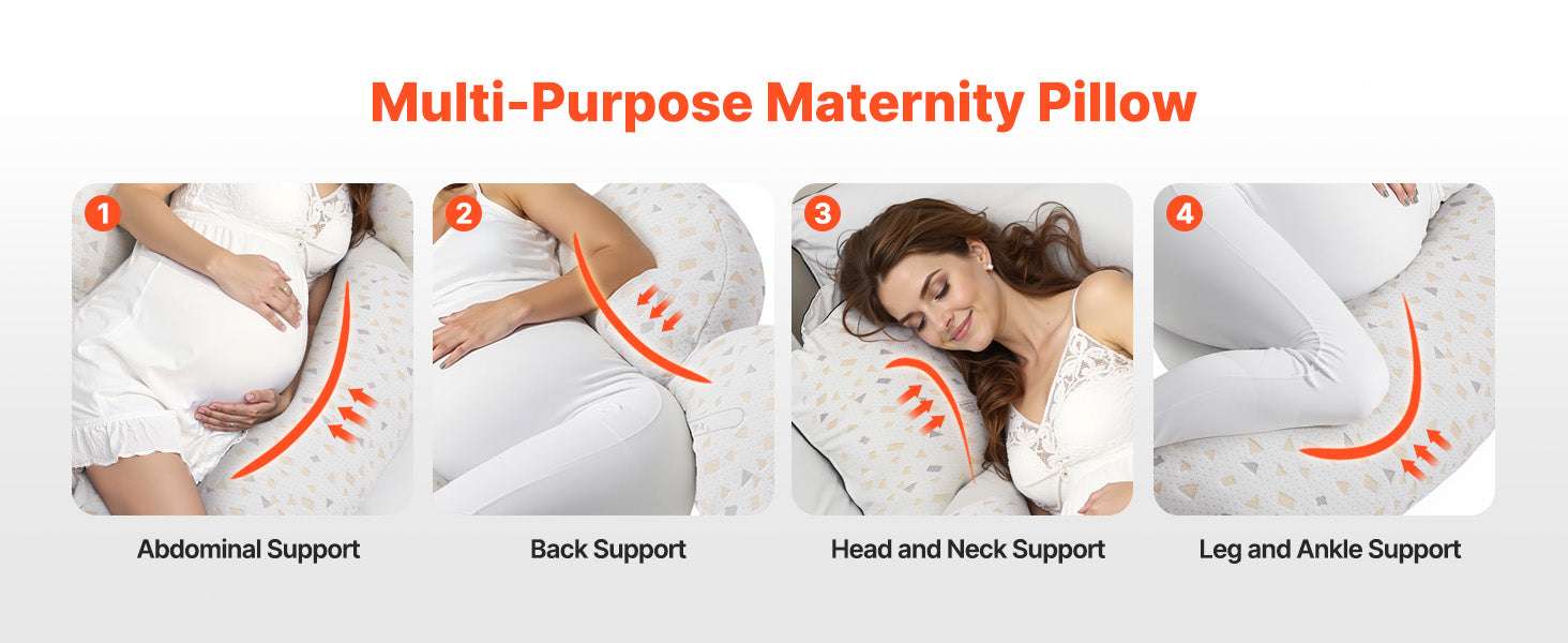 Adjustable Pregnancy Pillow with Washable Cover & Full Body Support-