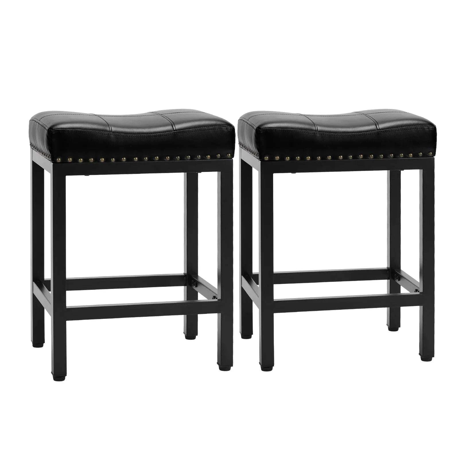 Adjustable PU Leather Saddle Bar Stools with Metal Base-Grey 2 / United States