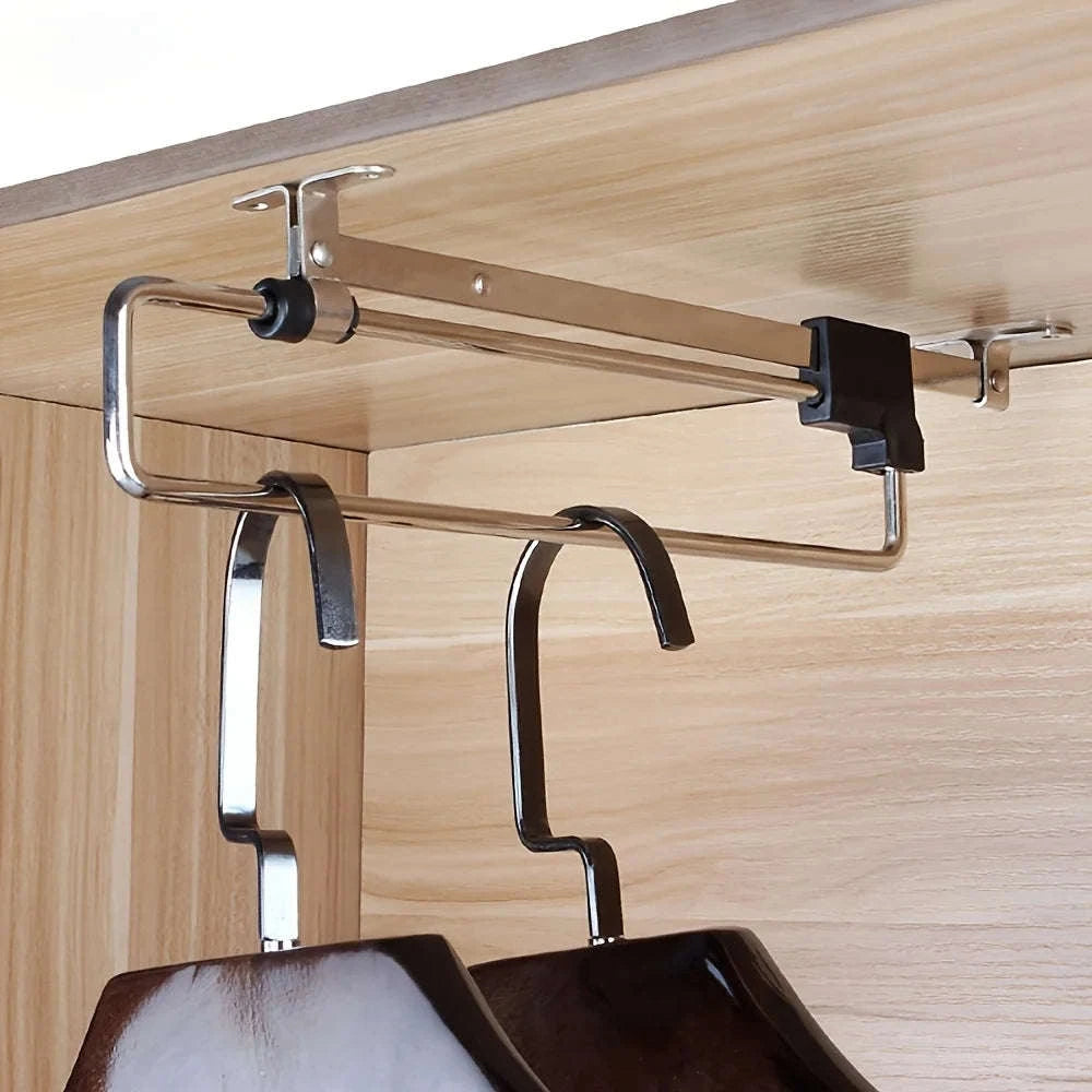 Adjustable Pull-Out Clothes Storage Rod for Wardrobes-25cm