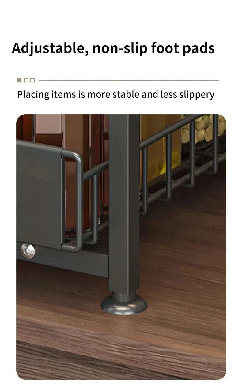 Adjustable Pull-Out Under Sink Organizer Double Layer Steel Rack-