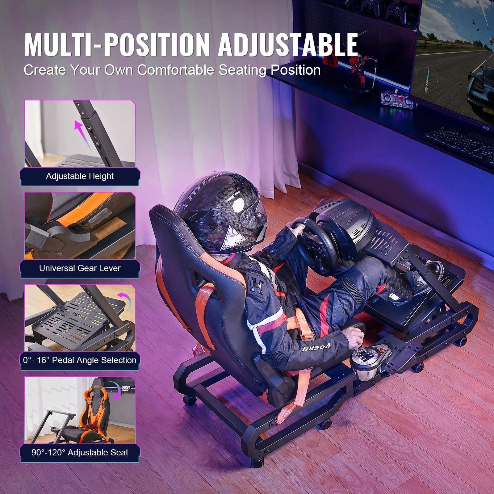 Adjustable Racing Wheel Stand Cockpit for Logitech & Thrustmaster-small 330lbs / CZECH REPUBLIC