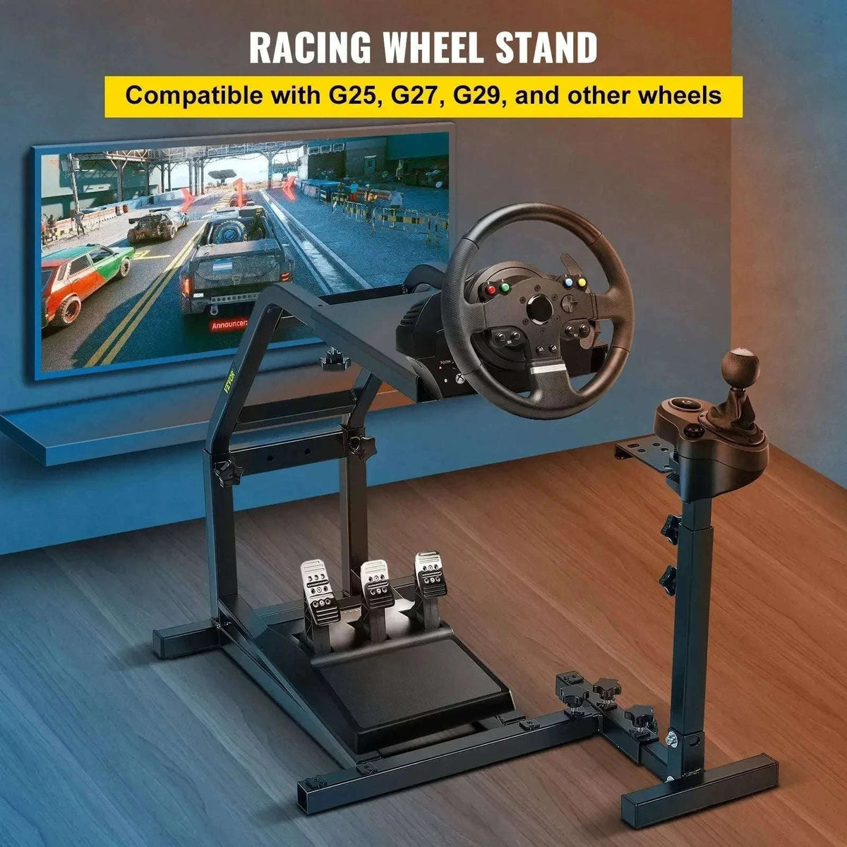 Adjustable Racing Wheel Stand for Logitech, Fanatec & Thrustmaster-Black / Poland