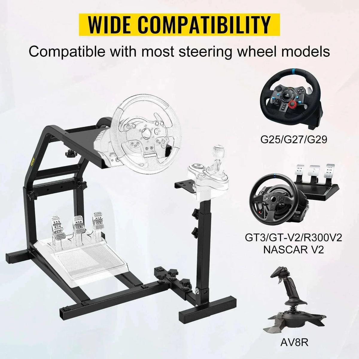 Adjustable Racing Wheel Stand for Logitech, Fanatec & Thrustmaster-Black / Poland