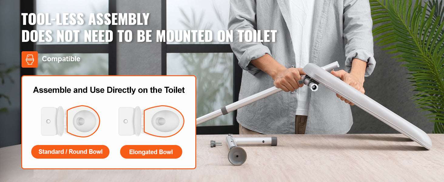 Adjustable Raised Toilet Seat with Padded Cushion & 350lb Support-350lbs / United States