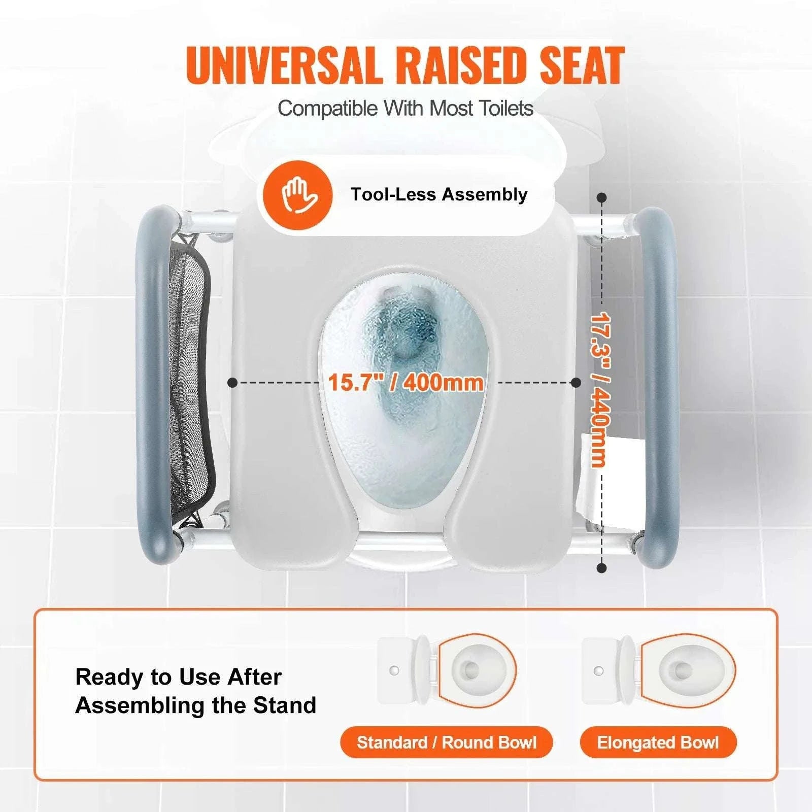 Adjustable Raised Toilet Seat with Padded Cushion & 350lb Support-350lbs / United States