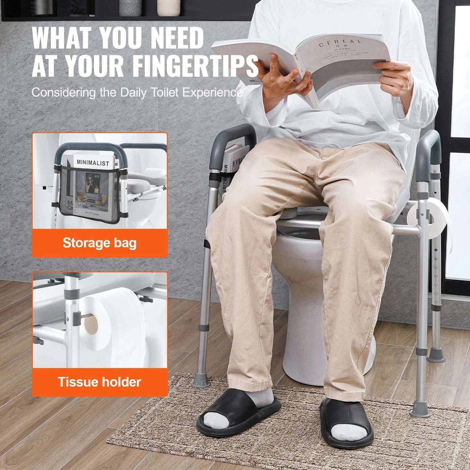 Adjustable Raised Toilet Seat with Padded Cushion & 350lb Support-350lbs / United States