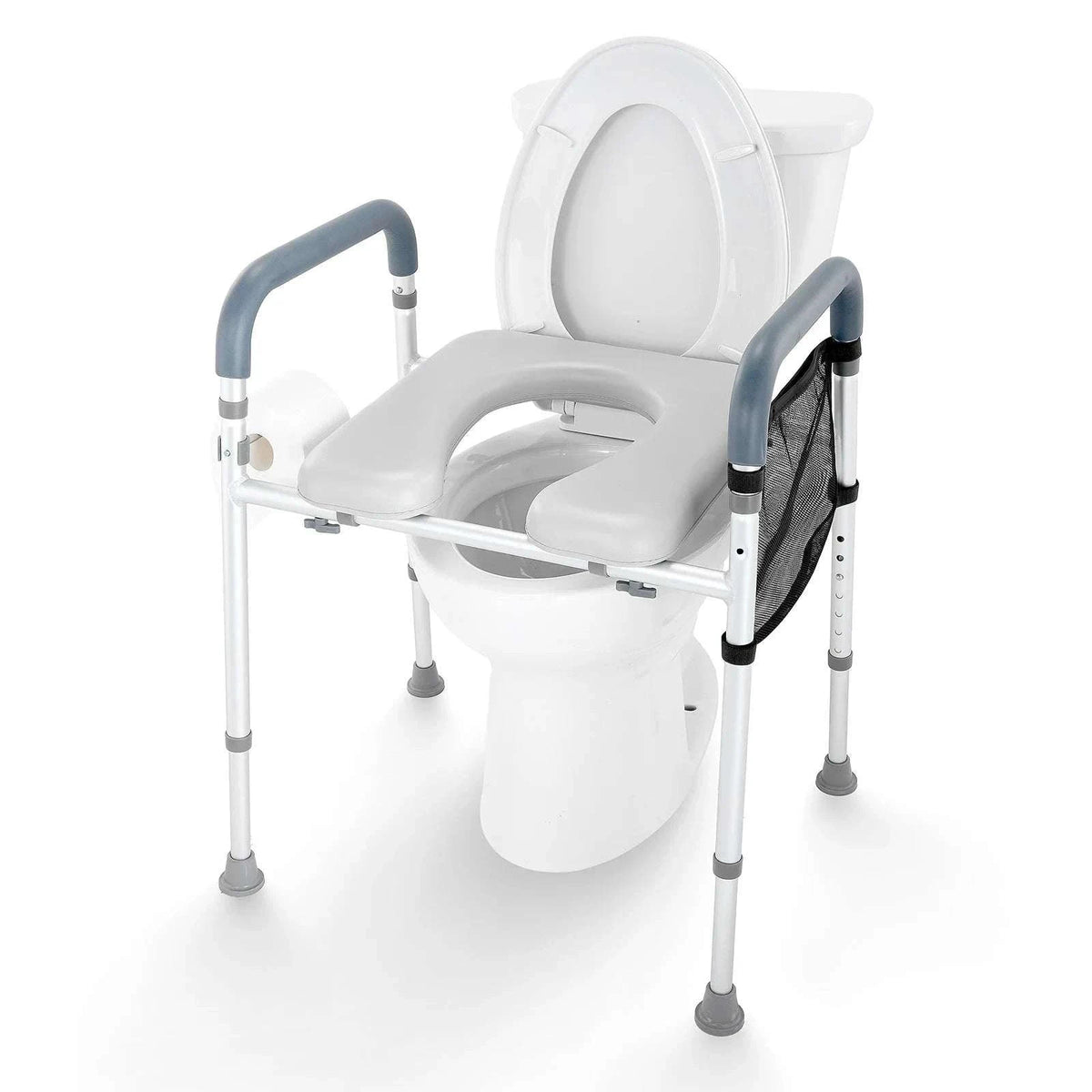 Adjustable Raised Toilet Seat with Padded Cushion & 350lb Support-350lbs / United States