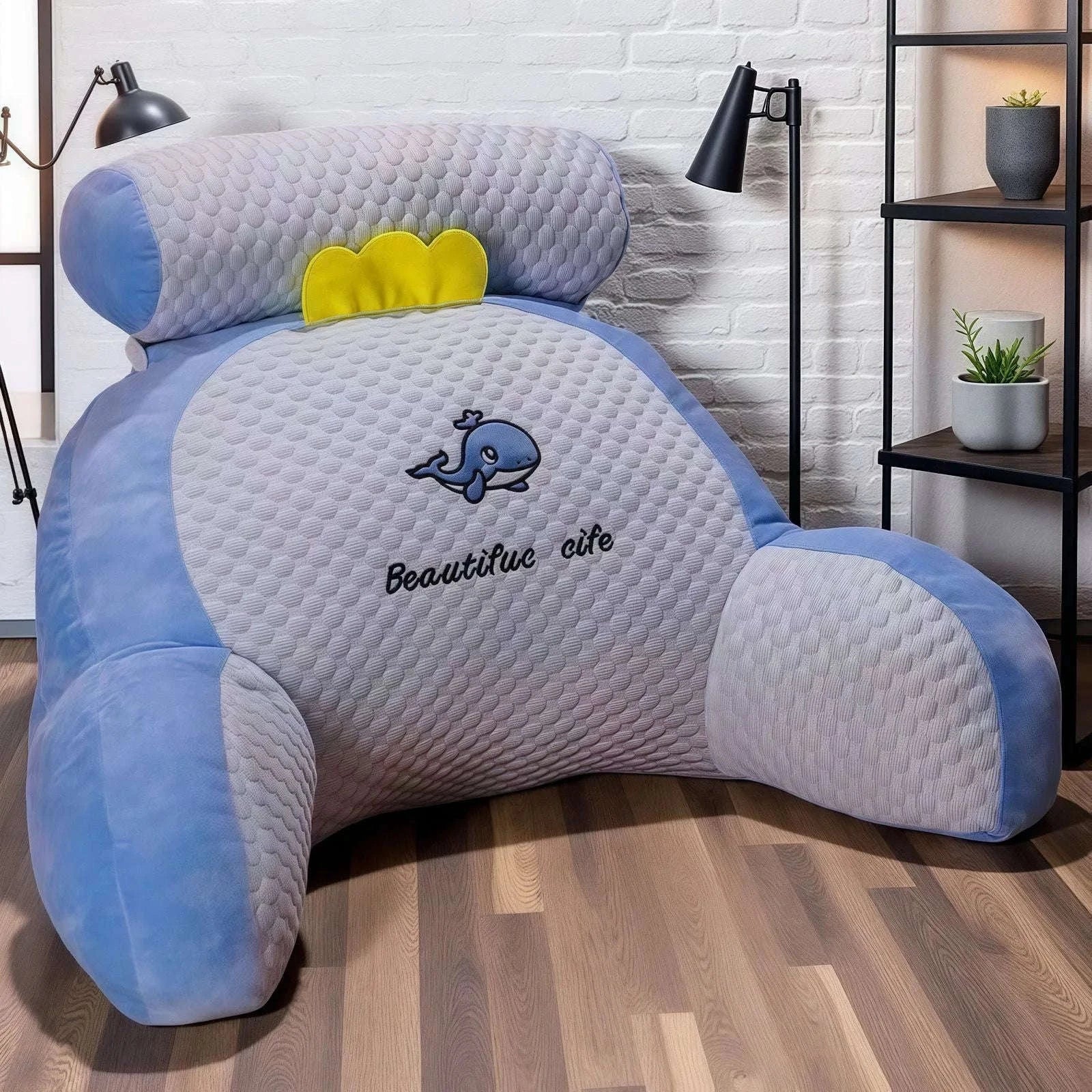 Adjustable Reading Pillow with Ergonomic Back Support-grey