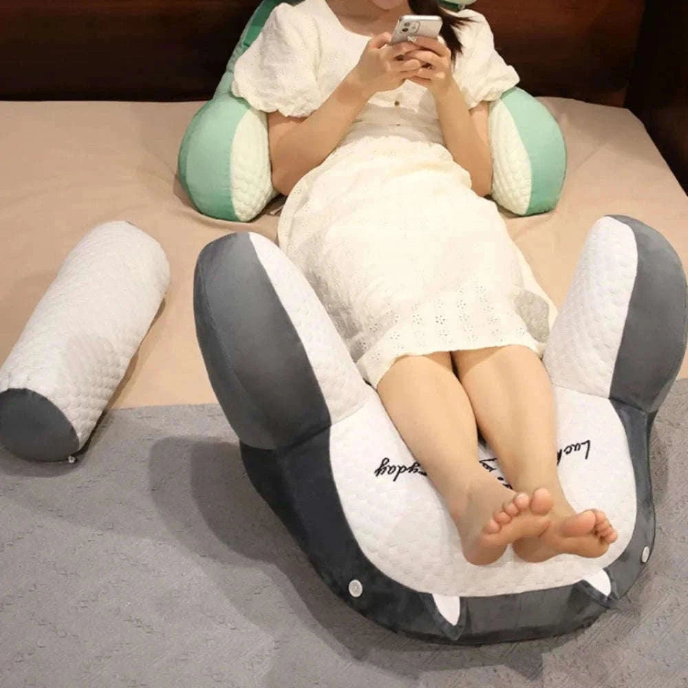 Adjustable Reading Pillow with Ergonomic Back Support-grey