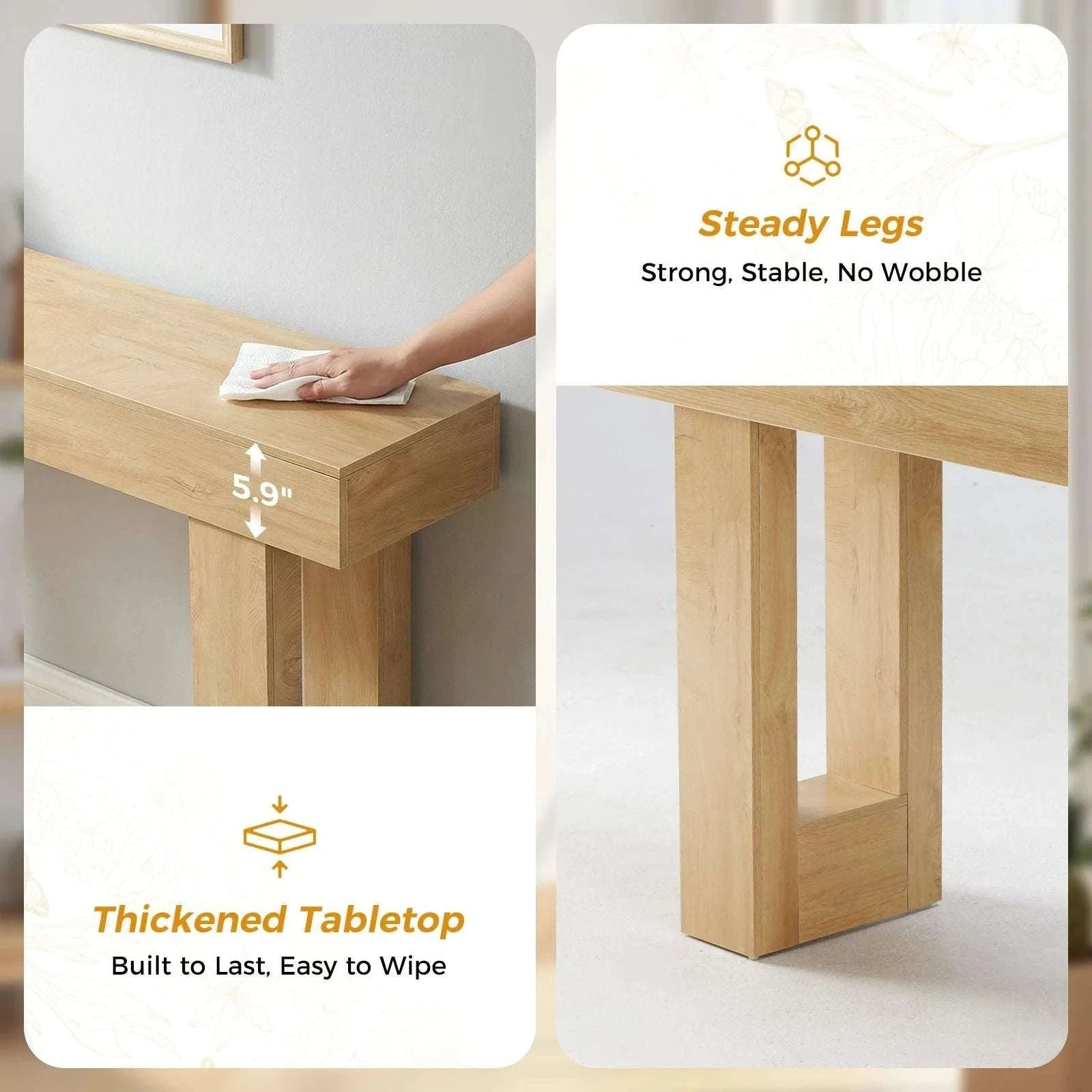 Adjustable Rolling Overbed Table with Lockable Casters and Wood Top-Brown / United States