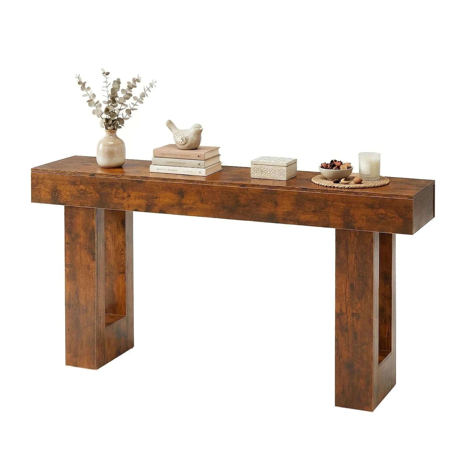 Adjustable Rolling Overbed Table with Lockable Casters and Wood Top-Brown / United States
