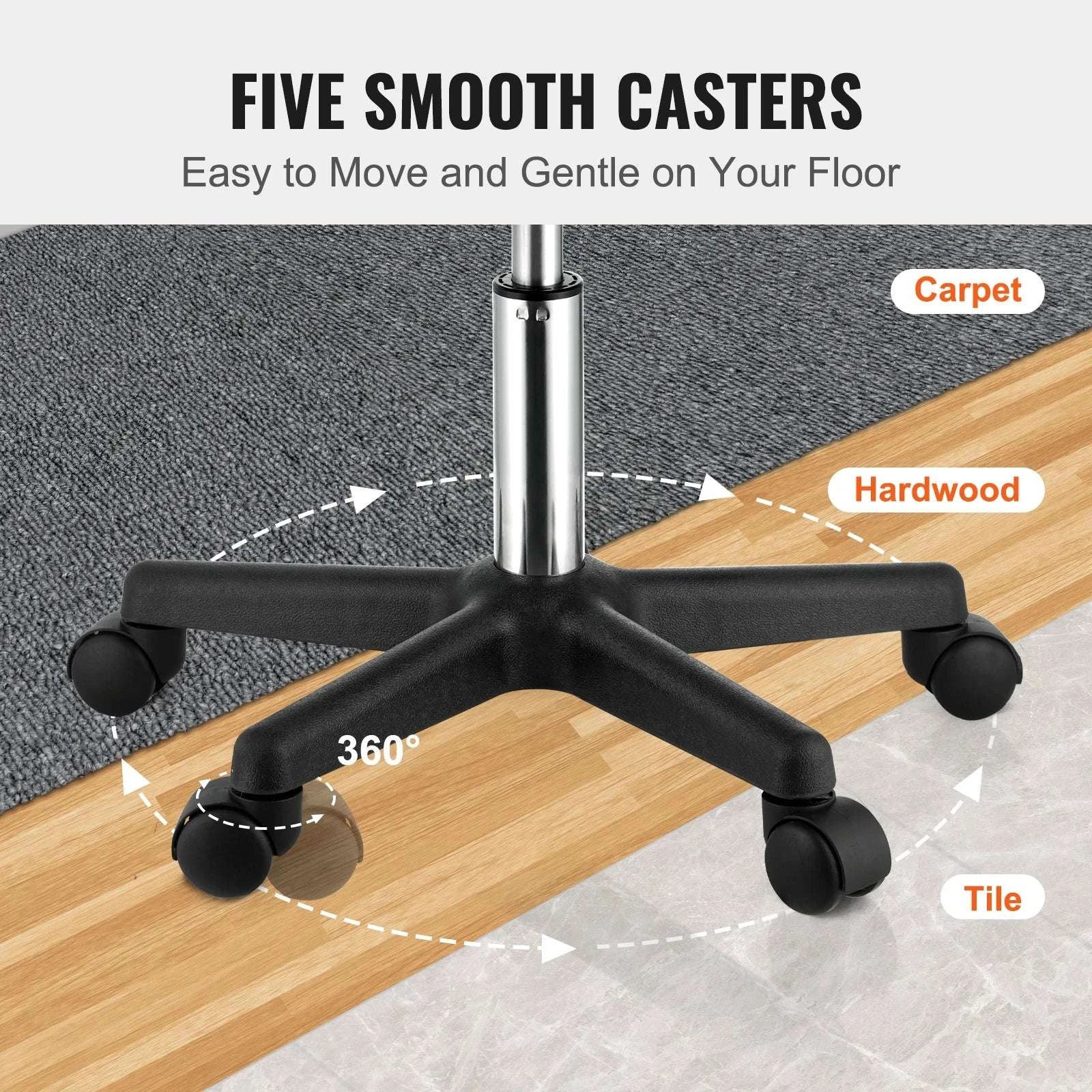 Adjustable Rolling Stool with Wheels 360° Swivel Salon Chair-United States
