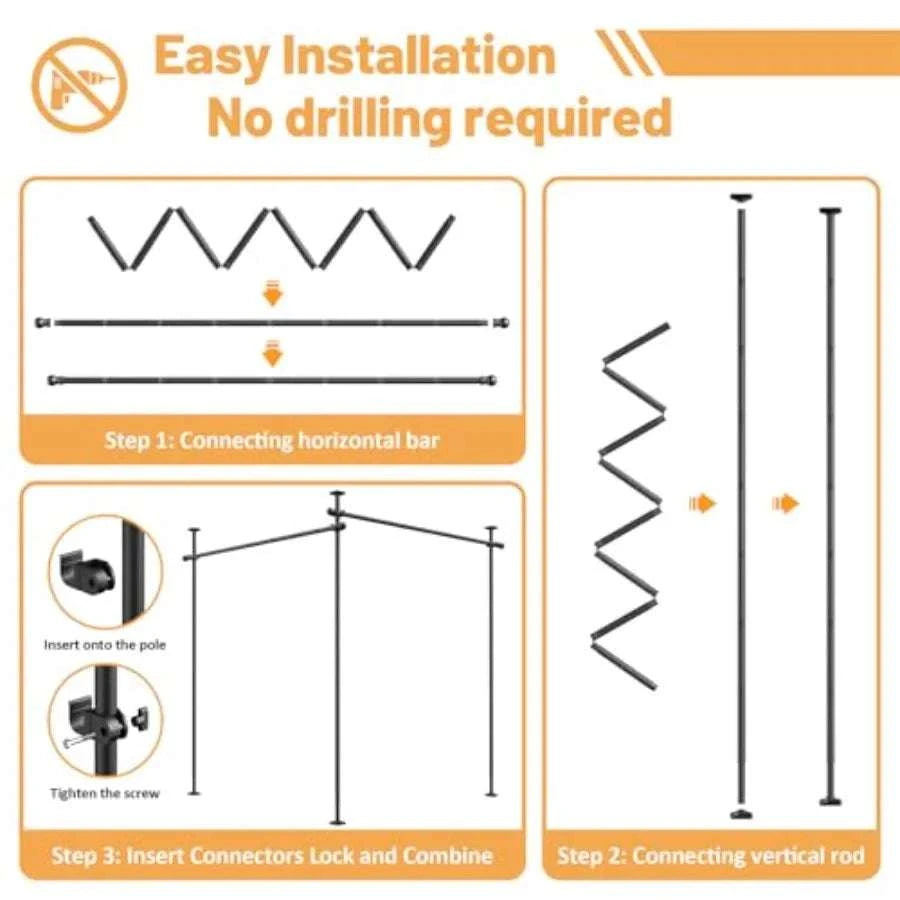 Adjustable Room Divider Curtain Rod for Privacy 10–11ft Height-United States