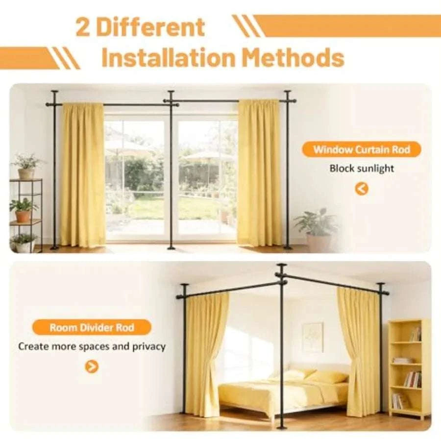 Adjustable Room Divider Curtain Rod for Privacy 10–11ft Height-United States