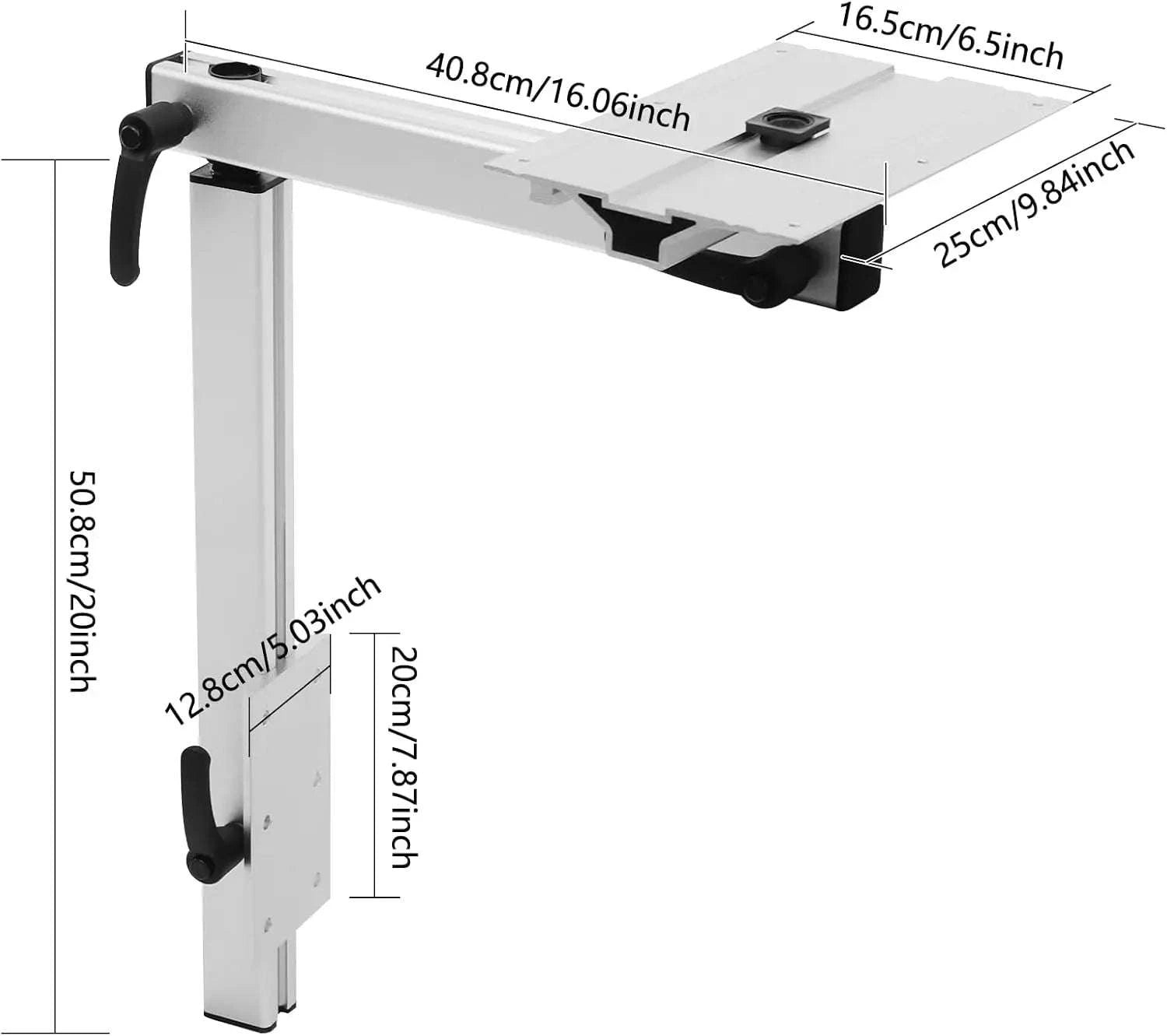 Adjustable RV Table Leg Stand with Wide Carrier Board-Silver / United States