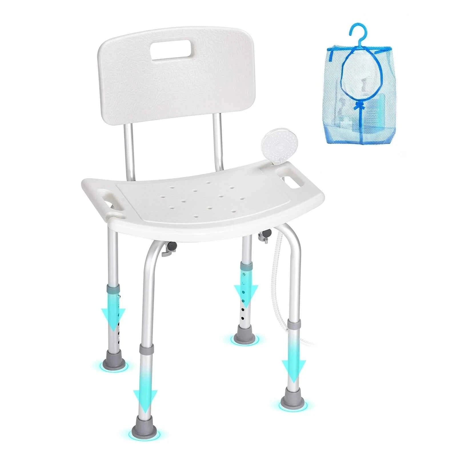 Adjustable Shower Chair with Back and Non-Slip Feet-350 lbs / United States