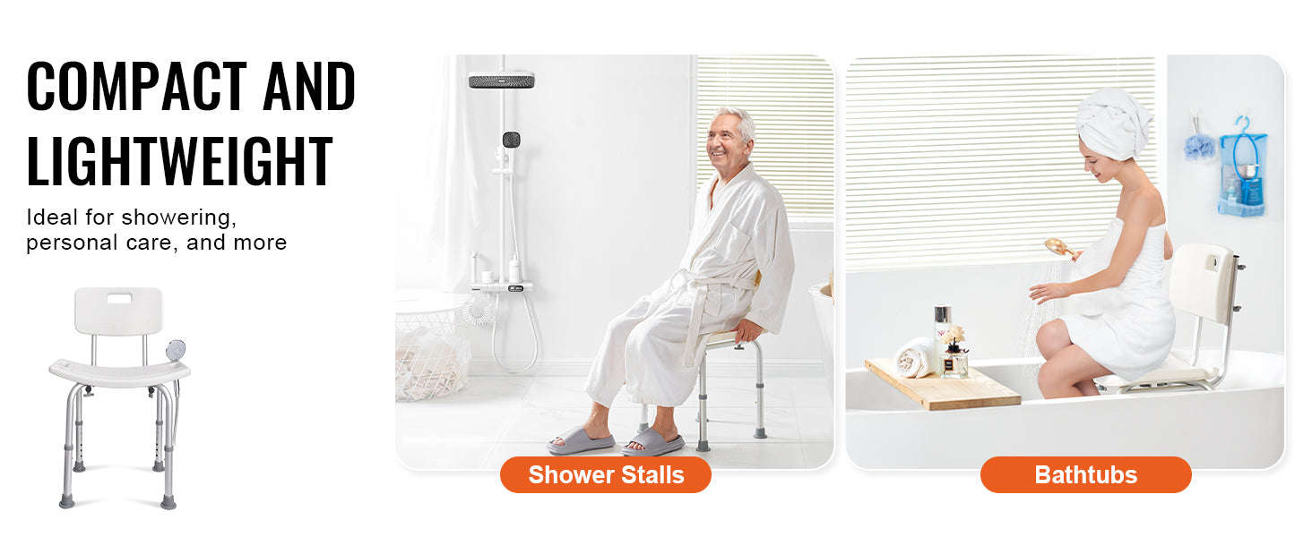 Adjustable Shower Chair with Back and Non-Slip Feet-350 lbs / United States