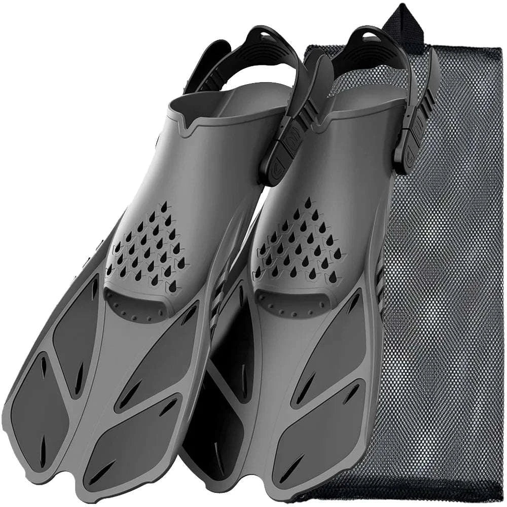 Adjustable Snorkel Fins for Comfortable Swimming and Travel-Black / S/M