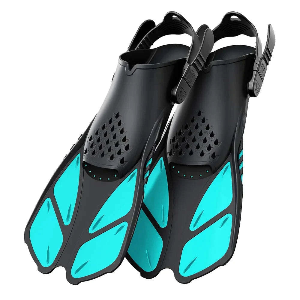 Adjustable Snorkel Fins for Comfortable Swimming and Travel-Black / S/M