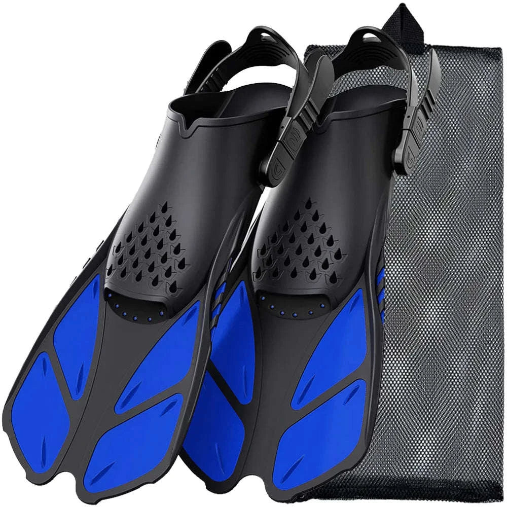 Adjustable Snorkel Fins for Comfortable Swimming and Travel-Black / S/M