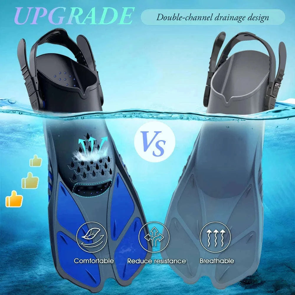 Adjustable Snorkel Fins for Comfortable Swimming and Travel-Black / S/M