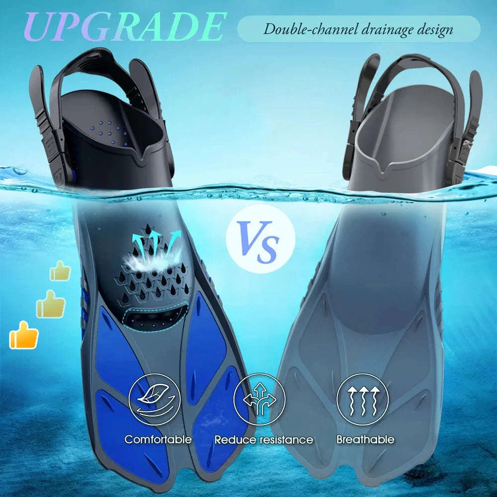 Adjustable Snorkel Fins for Comfortable Swimming and Travel-Black / S/M