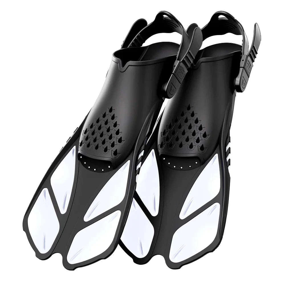 Adjustable Snorkel Fins for Comfortable Swimming and Travel-Black / S/M