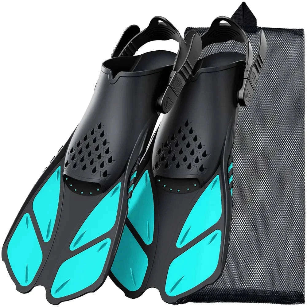 Adjustable Snorkel Fins for Comfortable Swimming and Travel-Black / S/M