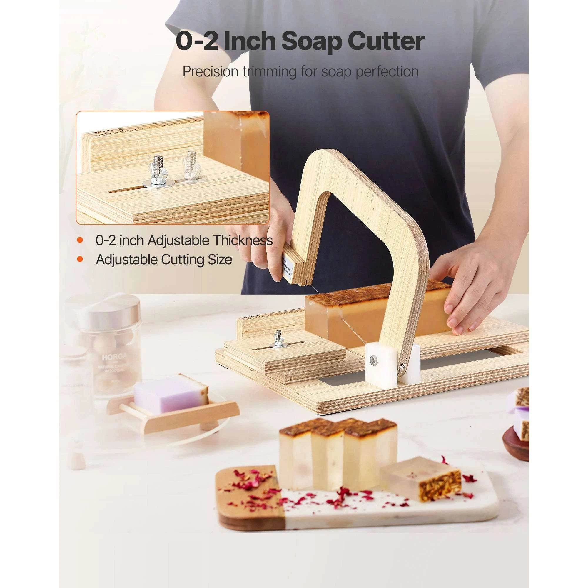 Adjustable Soap Cutter 0–2in with Wire Tension for Clean Even Bars-13.39x9.84x7.68 in / United States