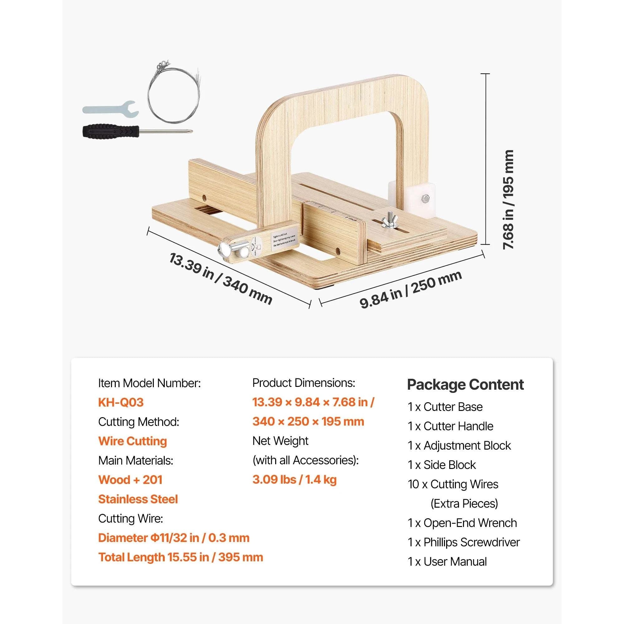 Adjustable Soap Cutter 0–2in with Wire Tension for Clean Even Bars-13.39x9.84x7.68 in / United States