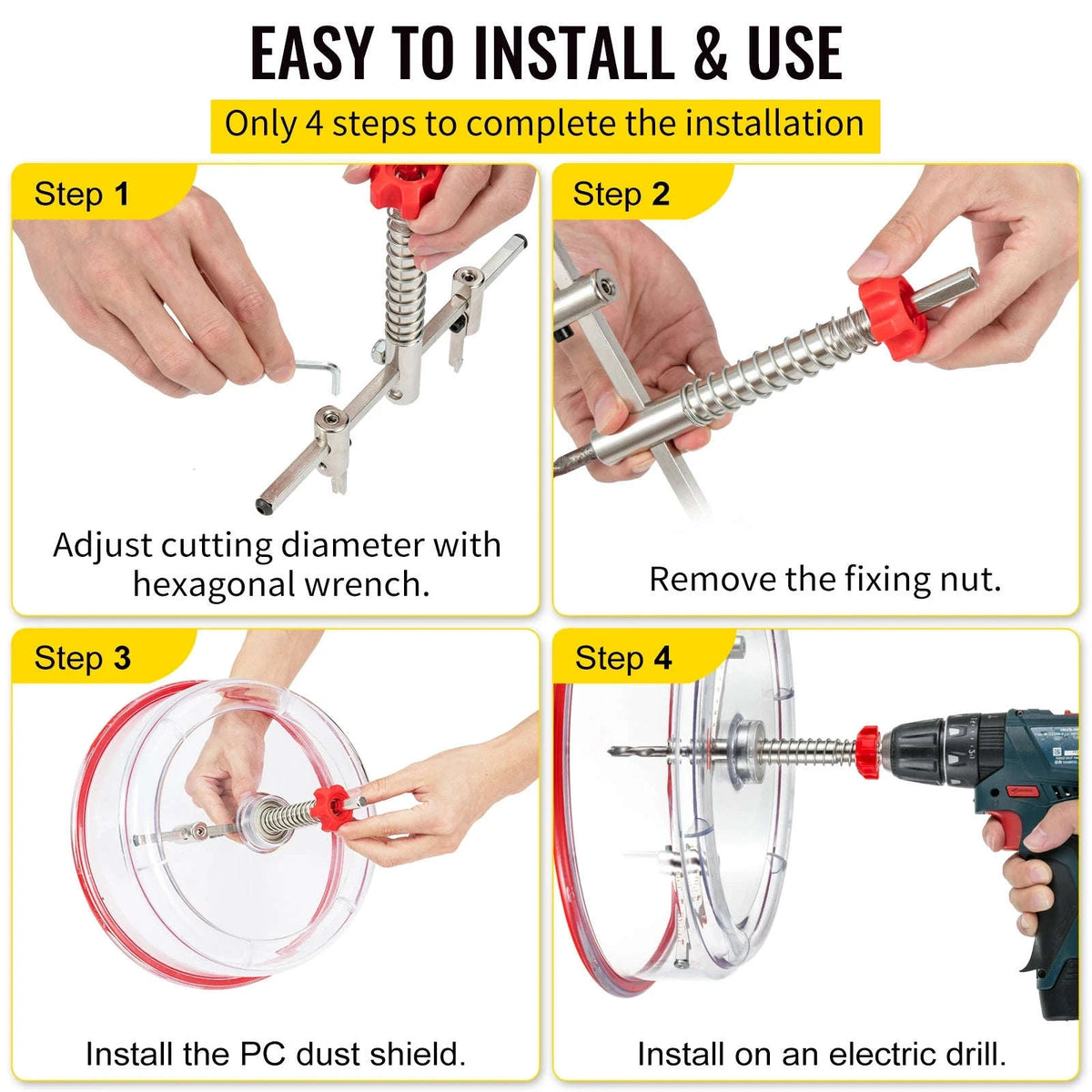 Adjustable Steel Hole Saw Cutter Kit with Dust Shield-40-200mm / Poland