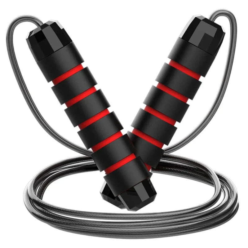 Adjustable Steel Wire Jump Rope for Fitness Training-Black