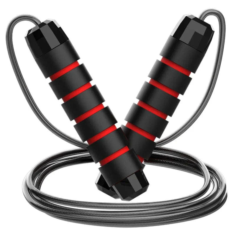 Adjustable Steel Wire Jump Rope for Fitness Training-Black