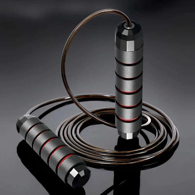 Adjustable Steel Wire Jump Rope for Fitness Training-Black