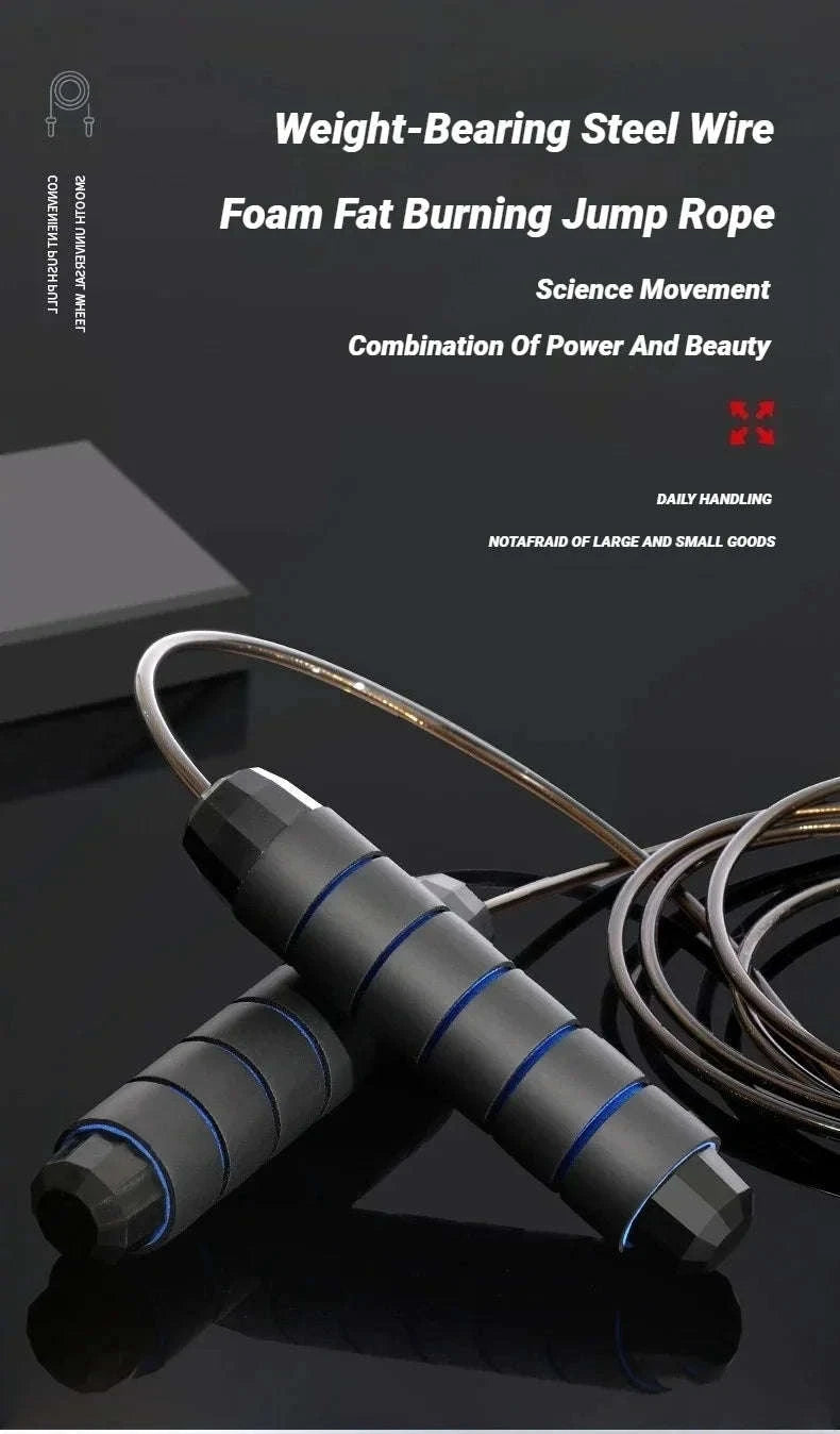 Adjustable Steel Wire Jump Rope for Fitness Training-Black